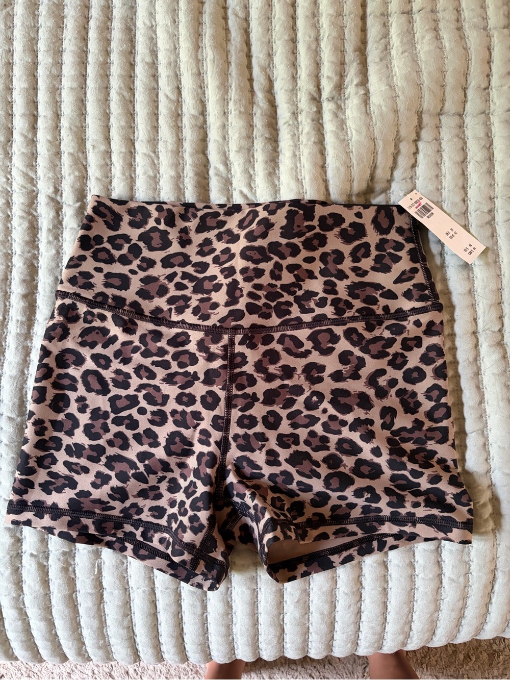 Abercrombie & Fitch Leopard Print High-Waist Bike Shorts - Taupe & Black